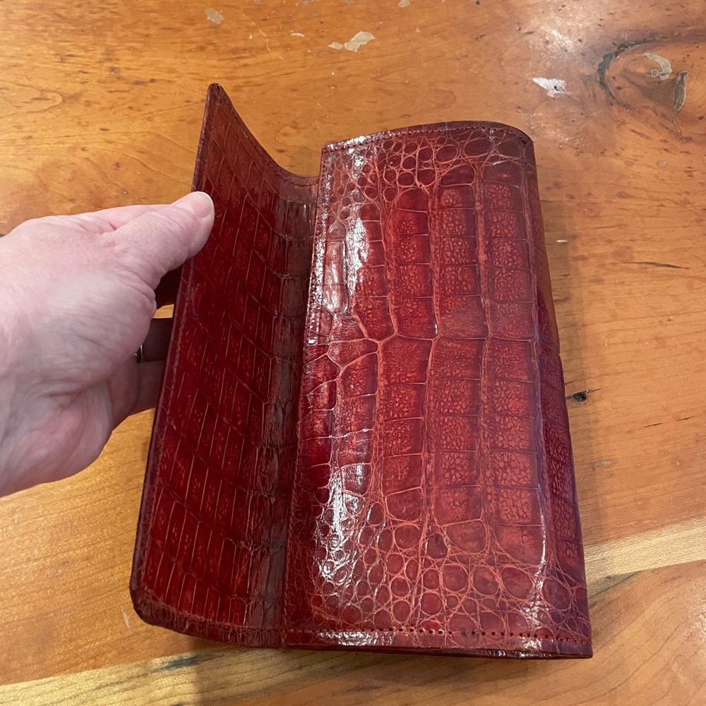 ANGELA ALVAREZ ‘Patricia’ Luxury Vintage Real Croc Clutch. Very Rare! VGUC. 🔥 - Picture 15 of 16